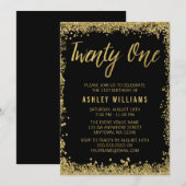 Invitation Parties scintillant Black Gold Faux 21e anniversai (Devant / Derrière)