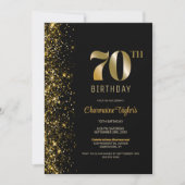 Invitation Parties scintillant Black Gold moderne 70e anniver (Devant)