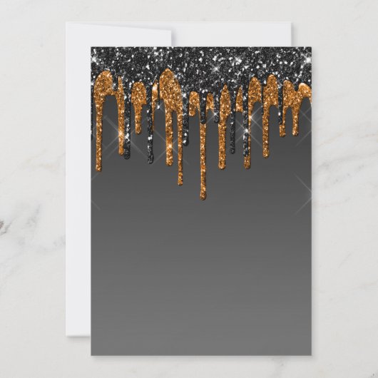 Invitation Parties scintillant Black & Gold personnalisé Joye (Dos)