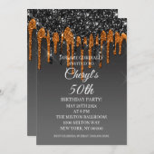 Invitation Parties scintillant Black & Gold personnalisé Joye (Devant / Derrière)