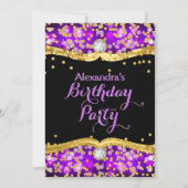 Invitation Parties scintillant Black Gold Purple Confetti fêt (Devant)