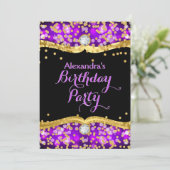 Invitation Parties scintillant Black Gold Purple Confetti fêt (Debout devant)