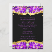 Invitation Parties scintillant Black Gold Purple Confetti fêt (Dos)