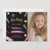 Invitation Parties scintillant Black Photo Spa Anniversaire I (Devant)