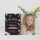 Invitation Parties scintillant Black Photo Spa Anniversaire I (Debout devant)