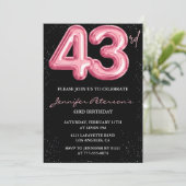Invitation Parties scintillant Black Pink Balloon Glam 43e an (Debout devant)