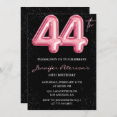 Invitation Parties scintillant Black Pink Balloon Glam 44e an (Devant / Derrière)