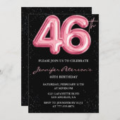 Invitation Parties scintillant Black Pink Balloon Glam 46e an (Devant / Derrière)