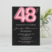 Invitation Parties scintillant Black Pink Balloon Glam 48e an (Debout devant)