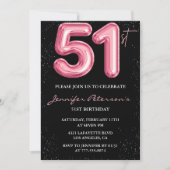 Invitation Parties scintillant Black Pink Balloon Glam 51e an (Devant)