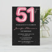 Invitation Parties scintillant Black Pink Balloon Glam 51e an (Debout devant)