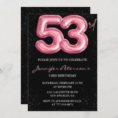 Invitation Parties scintillant Black Pink Balloon Glam 53e an (Devant / Derrière)