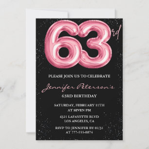 Invitation Parties scintillant Black Pink Balloon Glam 63e an