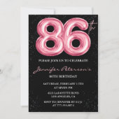 Invitation Parties scintillant Black Pink Balloon Glam 86e an (Devant)
