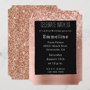 Invitation Parties scintillant Black Rose Gold Blush