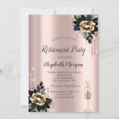 Invitation Parties scintillant, Black Rose Rose Gold Retraite (Devant)