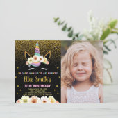 Invitation Parties scintillant Black Unicorn Anniversaire Inv (Debout devant)