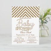 Invitation Parties scintillant blanc et or baby shower invita (Debout devant)