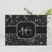 Invitation Parties scintillant blanche brillante noire étince (Debout devant)