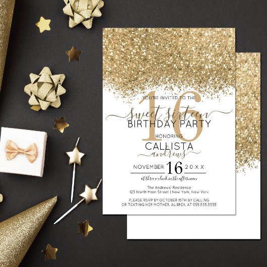 Invitation Parties scintillant blanche de luxe moderne Confet