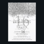 Invitation Parties scintillant blanche en argent de luxe Conf<br><div class="desc">L'invitation élégante, glamour et moderne à la fête d'anniversaire de sweet sixteen est parfaite pour la jeune adolescente contemporaine et élégante. Il présente un confetti à parties scintillant brillante en argent faux imprimé sur le dessus d'un simple arrière - plan blanc avec un grand numéro "16" dans un ton or...</div>