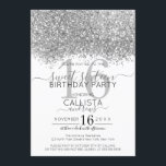 Invitation Parties scintillant blanche en argent de luxe Conf<br><div class="desc">L'invitation élégante, glamour et moderne à la fête d'anniversaire de sweet sixteen est parfaite pour la jeune adolescente contemporaine et élégante. Il présente un confetti à parties scintillant brillante en argent faux imprimé sur le dessus d'un simple arrière - plan blanc avec un grand numéro "16" dans un ton or...</div>