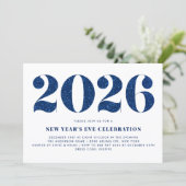 Invitation Parties scintillant blanche et bleue 2024 Soirée d (Debout devant)