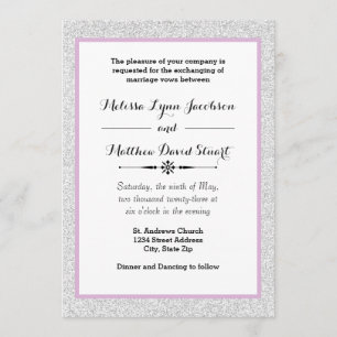 Invitation Parties scintillant blanche et cadre pourpre - Fai