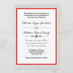Invitation Parties scintillant blanche et cadre rouge - Faire