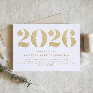 Invitation Parties scintillant blanche et or 2024 Soirée du N