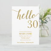 Invitation Parties scintillant blanche et or 30e anniversaire (Debout devant)