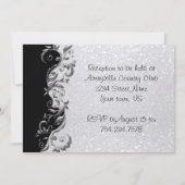Invitation Parties scintillant blanche, Mariage floral noir e (Dos)