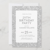 Invitation Parties scintillant blanche minimaliste Joyeux ann (Devant)