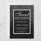 Invitation parties scintillant blanche noire élégant script c (Devant)