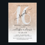 Invitation Parties scintillant blanche Ombre Sweet 16<br><div class="desc">Cette invitation à fêter un sweet sixteen chic et féminin est parfaite pour la journée spéciale de votre jeune fille adolescente. Il présente une grande parties scintillant blanche brillante, "16", au sommet d'un arrière - plan sombre brillant et mignon or et faux blanc dégradé de parties scintillant. C'est simple, unique,...</div>