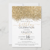 Invitation Parties scintillant blanche or moderne Confetti An (Devant)
