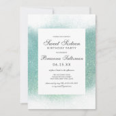 Invitation Parties scintillant blanche Turquoise glamour Douc (Devant)