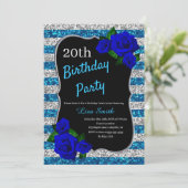 Invitation Parties scintillant Bleu Argent Bleu Profond Rose (Debout devant)
