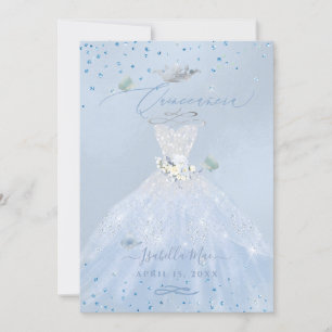 Invitation Parties scintillant bleu argent Quinceanera