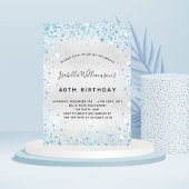 Invitation Parties scintillant bleu argenté d'anniversaire sc