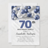Invitation Parties scintillant bleu bleu marine en argent 70e (Devant)