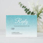 Invitation Parties scintillant bleu chic Ombre RSVP (Debout devant)