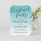 Invitation Parties scintillant Bleu Chic Script Ombre Christm (Debout devant)