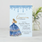 Invitation Parties scintillant bleu clair, Robe fille Quincea (Debout devant)