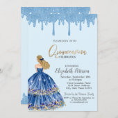 Invitation Parties scintillant bleu clair, Robe fille Quincea (Devant / Derrière)