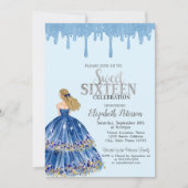 Invitation Parties scintillant bleu clair, Robe fille Sweet 1 (Devant)