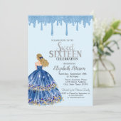 Invitation Parties scintillant bleu clair, Robe fille Sweet 1 (Debout devant)