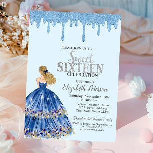 Invitation Parties scintillant bleu clair, Robe fille Sweet 1