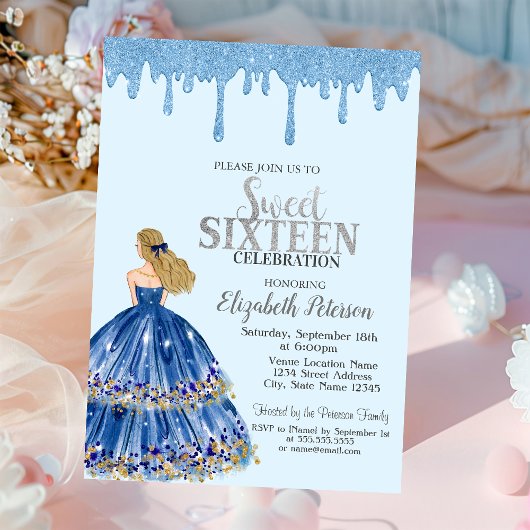 Invitation Parties scintillant bleu clair, Robe fille Sweet 1