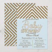 Invitation Parties scintillant bleu et or baby shower invitat (Devant / Derrière)